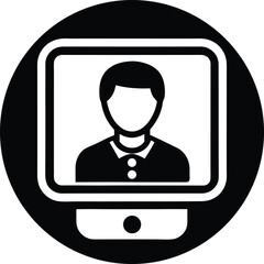 Black and white image of Silhouette a person in a video conference