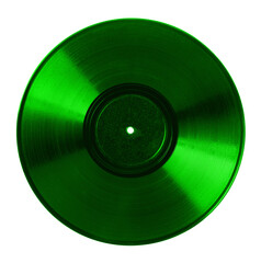 Color vinyl record on white background, top view