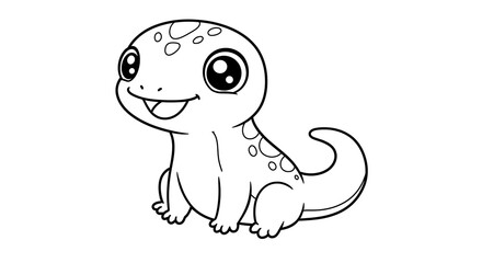 Adorable Cartoon Gecko Coloring Page Cute Reptile Illustration for Kids
