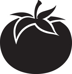 tomato silhouette, black and white silhouette, vector and illustration