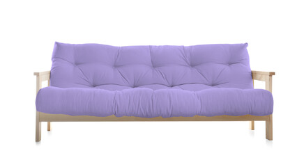 Pastel purple sofa isolated on white. Furniture for living room interior