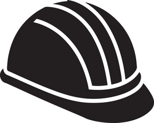 construction safety helmet silhouette, black and white silhouette, vector and illustration