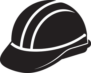 construction safety helmet silhouette, black and white silhouette, vector and illustration