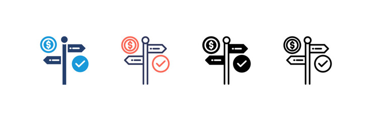Financial Guide icon set multiple style collection