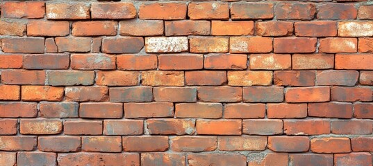 Obraz premium Rustic Urban Texture Display Featuring Aged Brickwork with Red Hue and Authentic Stonework Charm