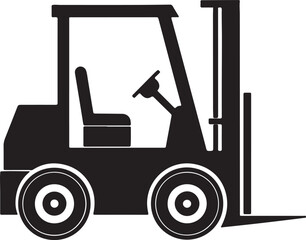 forklift machine silhouette, black and white silhouette, vector and illustration