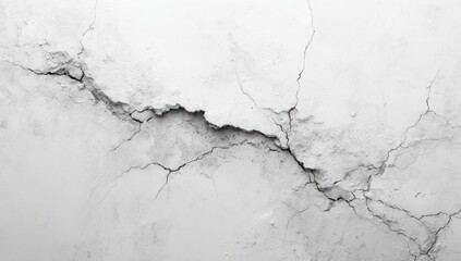 Monochrome close-up of a heavily cracked, textured wall surface showing significant deterioration and aging