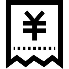 Obraz premium Illustration of a receipt with a yen symbol and a jagged bottom edge in black and white color scheme