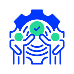 Team Meeting Line Icon, Outline Symbol for Workplace Collaboration, Business Discussion, Corporate Strategy, Group Brainstorming, and Decision Making. Vector Sign Icon.