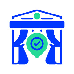 Venue Selection Line Icon, Outline Symbol for Event Location, Conference Hall Booking, Party Planning, Meeting Spaces, and Wedding Venues. Vector Sign Icon.