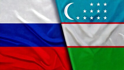 ロシアとウズベキスタンの国旗。(Russia flag and Uzbekistan flag.)
