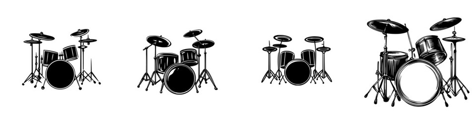Drum set icons showcasing different configurations for musicians and enthusiasts of all skill levels