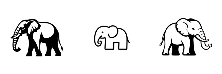 Fototapeta premium Set of black elephant icons showcasing different sizes and styles for use in design projects