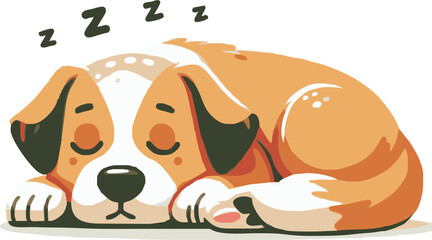 hand drawn dog sleeping nearby vector isolated on white background illustration for cliparts, sticker, print, pet shop.