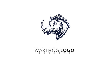 Fototapeta premium Warthog Logo Design With Adventure-Driven Boar Identity. Rugged Vector Branding for Wildlife Tour Businesses, Hunting Gear Brands, Nature Apparel Logos, and Outdoor Exploration Companies.
