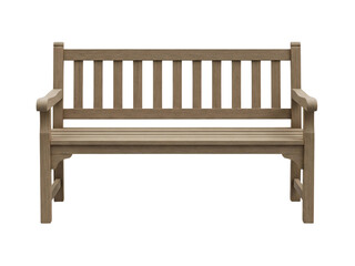 Wooden Park Bench Isolated on Transparent Background Outdoor Seating Furniture Concept