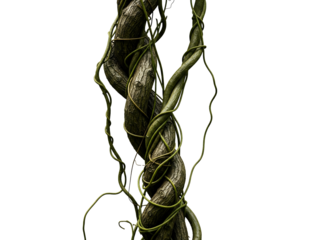 Twisted Jungle Vines and Liana from Tropical Rainforest Isolated on Transparent Background Nature and Wilderness Concept