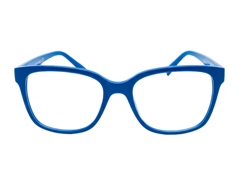Pair of Blue Eyeglasses Isolated on Transparent Background Vision Accessory and Optical Fashion Concept - Powered by Adobe