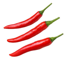 Fresh red chili isolated, transparent PNG, PNG format, collection, set