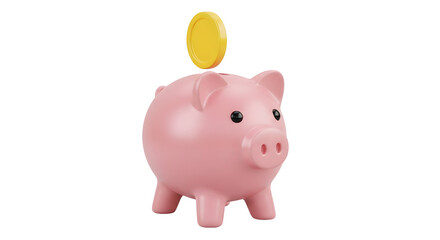 Piggy bank icon representing savings and finance concepts with a modern design and transparent background for business and technology applications