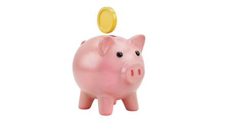 Piggy bank icon representing savings and finance concepts with a modern design and transparent background for business and technology applications