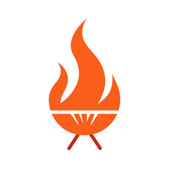 Grill flame logo icon illustration for barbecue restaurant and fire cooking branding