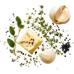 Thyme, butter, garlic and black pepper	

