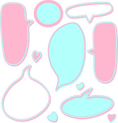 Mint and Pink Speech Bubbles Set