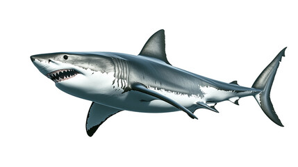 Naklejka premium Great white shark swimming isolated on transparent background