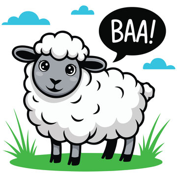 Sheep saying baa in bubble vector isolated white background