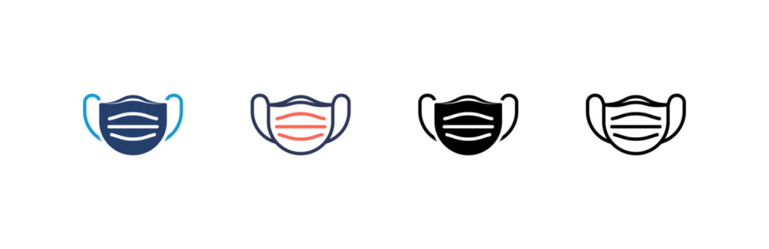 Face Mask icon set multiple style collection