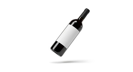 Fototapeta premium Red wine bottle with blank label isolated on white background