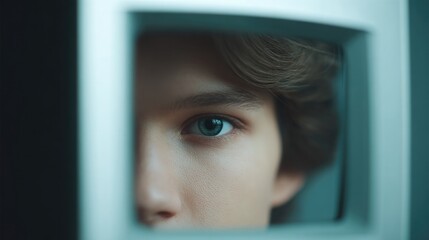 portrait of person with retro television background softly blurred