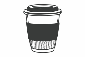 Hand drawn sketch of a disposable coffee cup