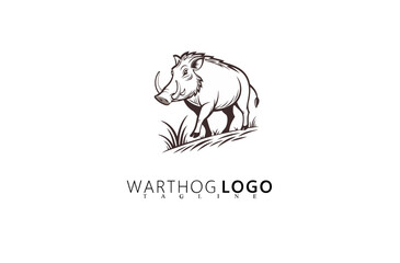 Obraz premium Premium Warthog Logo Design with Vintage Wild Boar Icon. Suitable for Wildlife Conservation Brands, Adventure Tours, Safari Gear, and Bold Rustic Identity Branding Vector Illustration Concepts.