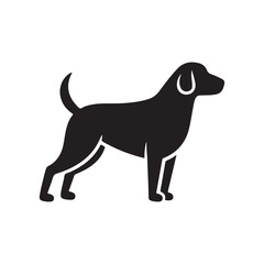 Dog silhouette vector art illustration on white background