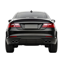Black Car Back View Isolated on Pure White Background

