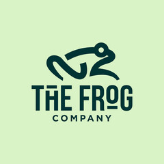 green frog simple line icon logo vector design, modern animal toad logo pictogram design
