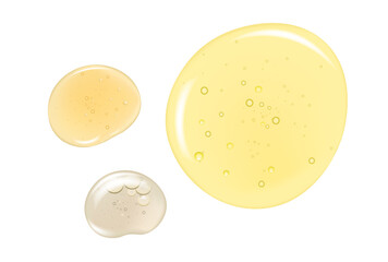 Glycerin gel texture. Transparent serum drops on a white background. Liquid gel moisturizer with macro bubbles.