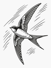 Fototapeta premium Swallow bird flying. Vector illustration of a swallow in flight.