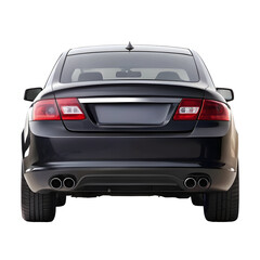 Black Car Back View Isolated on Pure White Background

