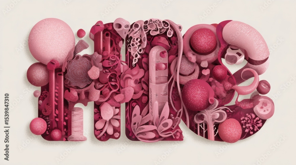 Poster pediatric oncology glossary visual featuring soft typography and abstract design elements in warm pi