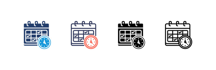 Schedule icon set multiple style collection