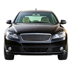 Black Car Front View Isolated on Pure White Background

