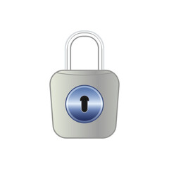 Vector illustration with closed secure lock on white background.