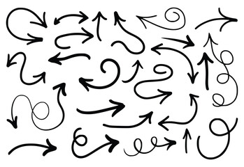 Hand drawn arrow vector icons set. sketch arrow design for business plan and education.