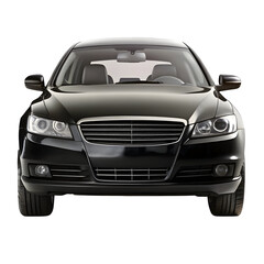 Black Car Front View Isolated on Pure White Background


