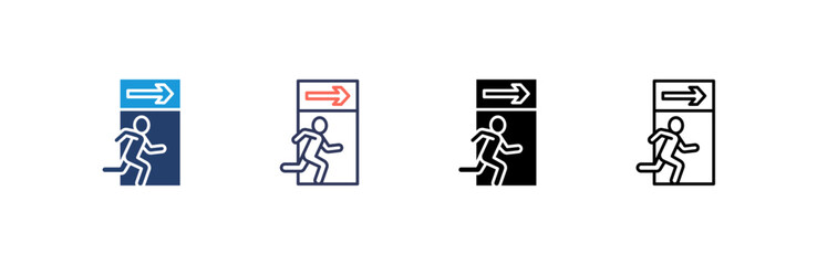 Emergency Exit icon set multiple style collection