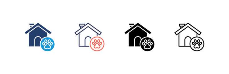 Animal Shelter icon set multiple style collection
