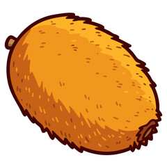 Whole ripe kiwi fruit,  doodle cartoon clip art, isolated clean and simple vector illustration